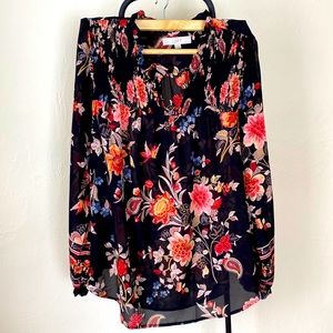 Loft floral blouse with sleeve and button detail